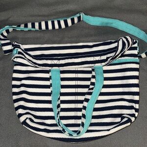 Thirty-One Striped Hobo Bag - Navy, White, and Teal